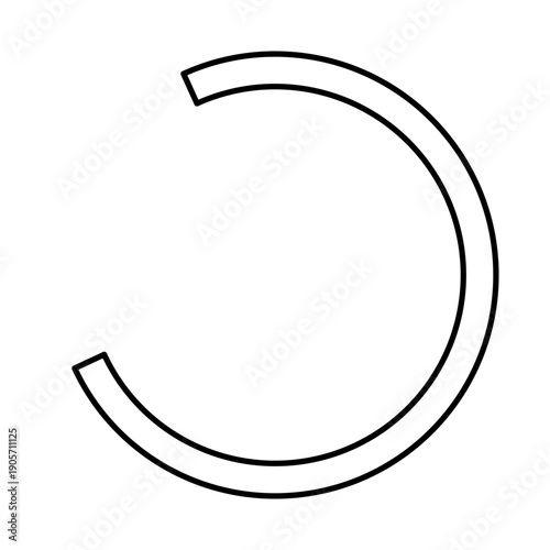 Minimalist Circular Progress Ring Outline in Black and White