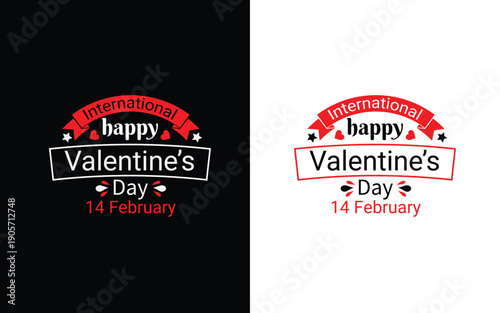 Happy Valentine's Day typography T-shirt design with a silhouette background hearts love