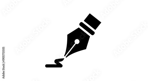 Ink Pen Nib Drawing Line, Creative Writing and Artistic Expression, Isolated White Background.