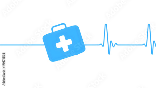 An illustration featuring a medical symbol connected with a heartbeat line for healthcare themes.