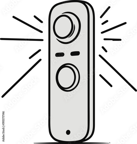 Minimal vector line art of a phone handset emitting broken signal waves, missed call alert concept, monoline black stroke