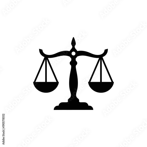 Silhouette Scale Symbolizing Balance and Justice in Minimalist Graphic View