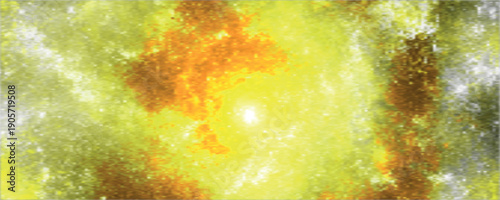 Gradient Mesh Golden Cosmic Explosion Nebula Burst. Fiery Golden Nebula Core
