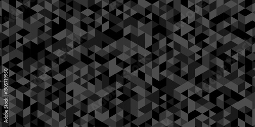 Vector black and gray poly triangle texture pattern paper design. minimal paper low polygon cubic design. geometric wall metal cube triangle wallpaper background.