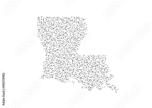 Louisiana Map Borderless Stipple Art Pointillism Vector Illustration USA Geography Organic Dotwork Minimalist Ink Style Graphic Design Texture Negative Space Concept Modern Wall Decor Print Poster Bla