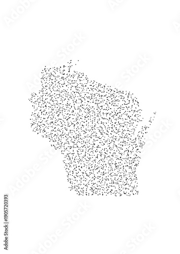 Wisconsin Map Borderless Stipple Art Pointillism Vector Illustration USA Geography Organic Dotwork Minimalist Ink Style Graphic Design Texture Negative Space Concept Modern Wall Decor Print Poster Bla