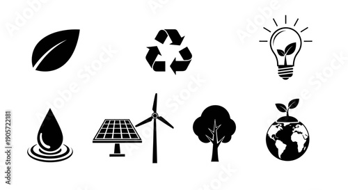 Sustainable Development and Renewable Energy Icon Collection