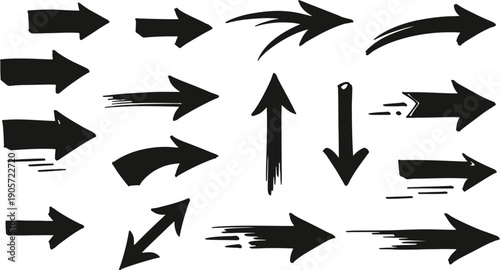 Collection of black arrows pointing in various directions