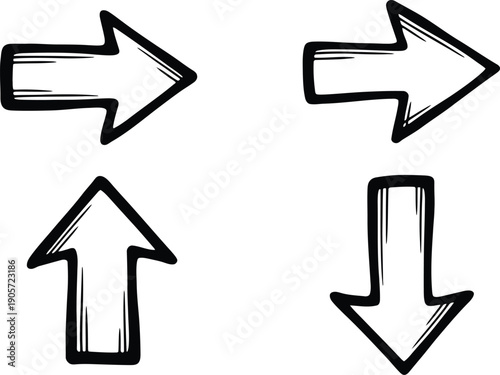 A set of four black and white directional arrows