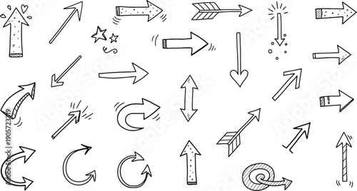 Collection of various arrows and directional symbols