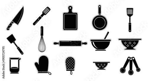 Professional Cooking Tools and Baking Equipment Silhouette Collection
