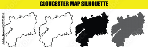Canvastavla Gloucester map silhouette vector geographic shapes of gloucester city, glouceste