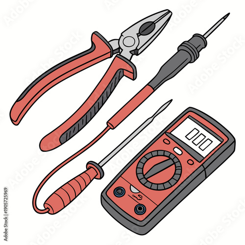 Flat Lay of Insulated Electrical Construction Tools