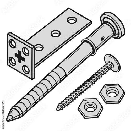 Assorted Metal Brackets and Connectors for Construction Hardware