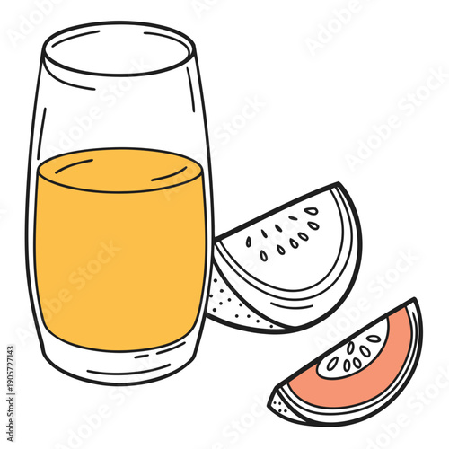 Minimal Juice Glass Flat Lay on Clean White Background