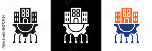 Digital Transformation Icon Set Glyph Vector Illustration