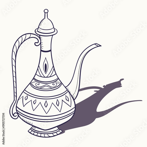 Side Angle Water Pot with Soft Shadow on White Background
