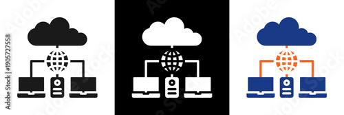 Cloud Infrastructure Icon Set Glyph Vector Illustration