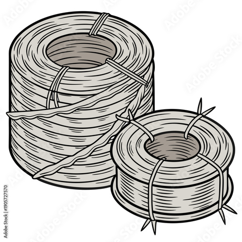 Realistic Wire Coils Construction Material with Metallic Texture