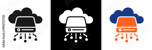 Cloud Storage Icon Set Glyph Vector Illustration