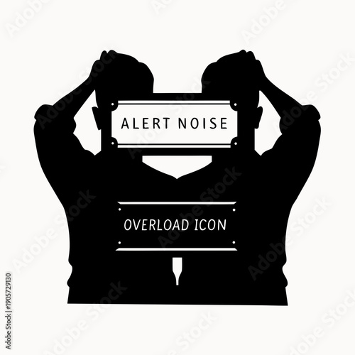 Person experiencing alert noise overload with hands on head