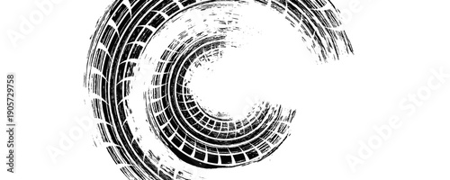 Black and blue tire track vector illustration car, motorcycle, and truck tire marks vehicle wheel trails with grunge effect for graphic design