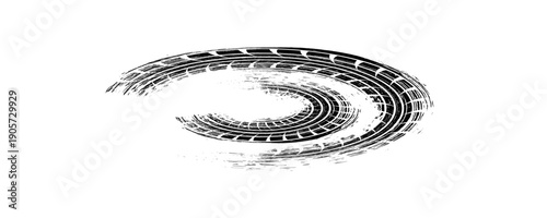 Black and blue tire track vector illustration car, motorcycle, and truck tire marks vehicle wheel trails with grunge effect for graphic design