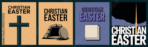 Christian Easter Cross Resurrection Stone Empty Tomb Religious Design