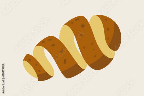 Swirling potato peel with brown spots a light beige background skin