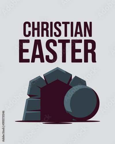 Christian Easter Resurrection Stone Tomb Design Religious Celebration