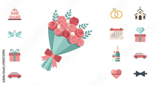 Beautiful Bouquet of Pink Roses Wrapped.