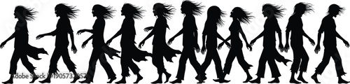 Comprehensive Halloween Silhouette Collection Featuring Walking Zombies, Spooky Ghosts, Skeletons, Scarecrow, Graveyard Scenes, Haunted Trees, and Creepy Monster Hands with Sharp Claws for Horror