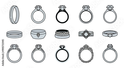 Collection of Various Ring Illustrations and Designs.