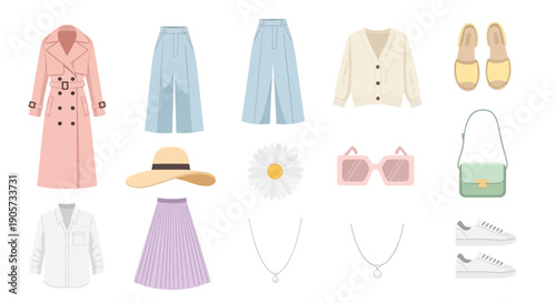 Fashion Accessories and Clothing Items Displayed Together.