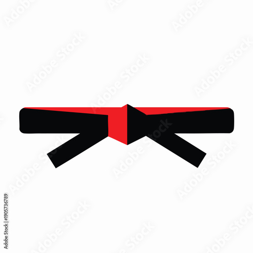 Minimalist Black and Red Ribbon Bow Illustration for Gift Packaging or Crafts
