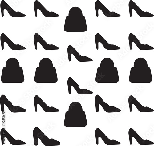 Black high heel shoes and handbags pattern pump stiletto