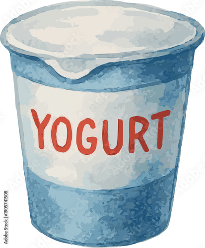 Vector watercolor illustration of a yoghurt