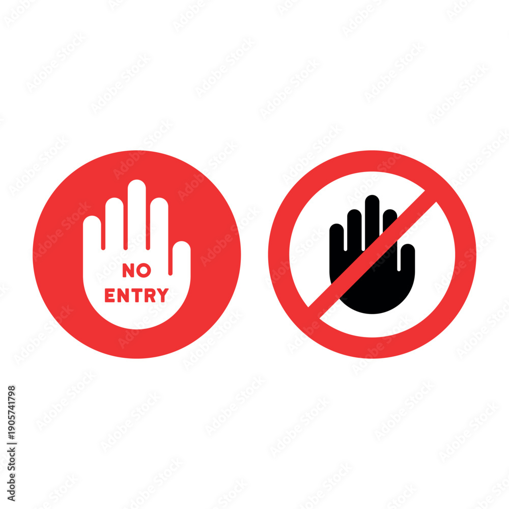 Obraz premium No entry hand warning sign. Vector illustration