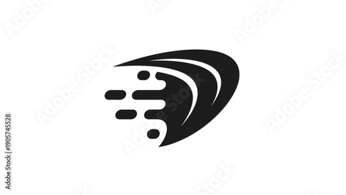 Abstract Speed Lines Logo Icon, Fast Motion Symbol, Dynamic Movement Graphic