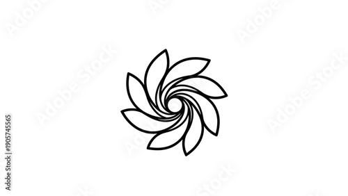 Abstract Swirl Flower Logo Design, Geometric Spiral Petal Shape