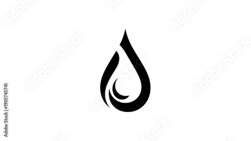 Abstract Black Drop Shape with Fiery Swirl Inside, Symbolizing Energy, Power, and Transformation