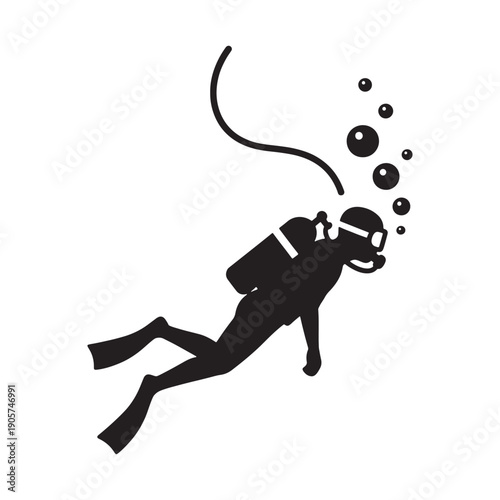 Minimalist Deep Sea Diving Vector
