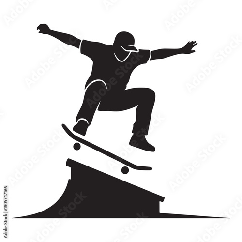 Action Skateboarder Midair Isolated Icon