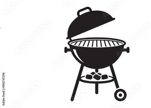 Barbecue grill cooking on fire illustration