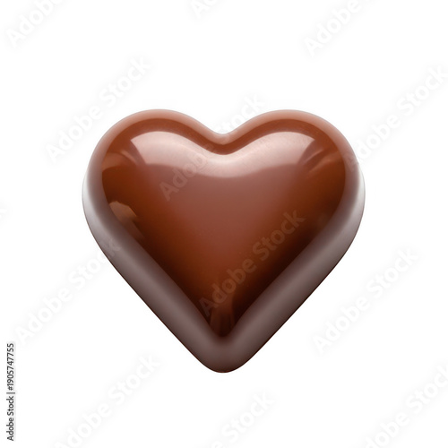 A delicious and rich chocolate heart-shaped treat on a white background