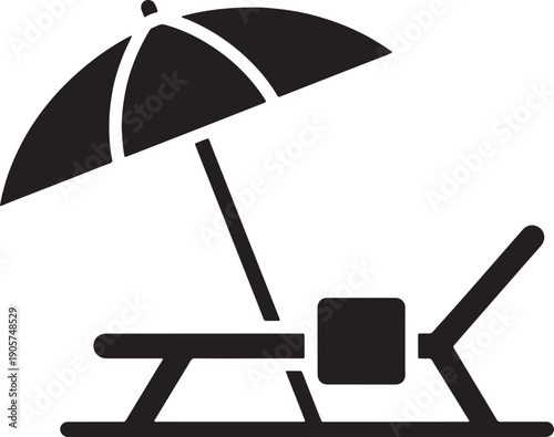 Beach umbrella and chair isolated on white background for summer vacation and relaxation