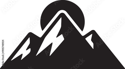 Nature Peaks and Sun Vector Art - Hiking Lifestyle Illustration