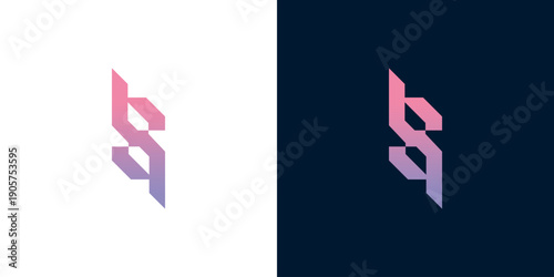 Abstract lettermark logo design with a modern pink and purple gradient, ideal for contemporary branding, technology, and startups seeking a sleek and dynamic visual identity