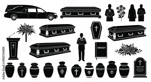 Funeral Icons Vector Set