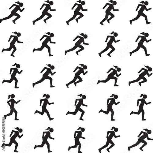 Running woman silhouette seamless pattern graphic background wallpaper
